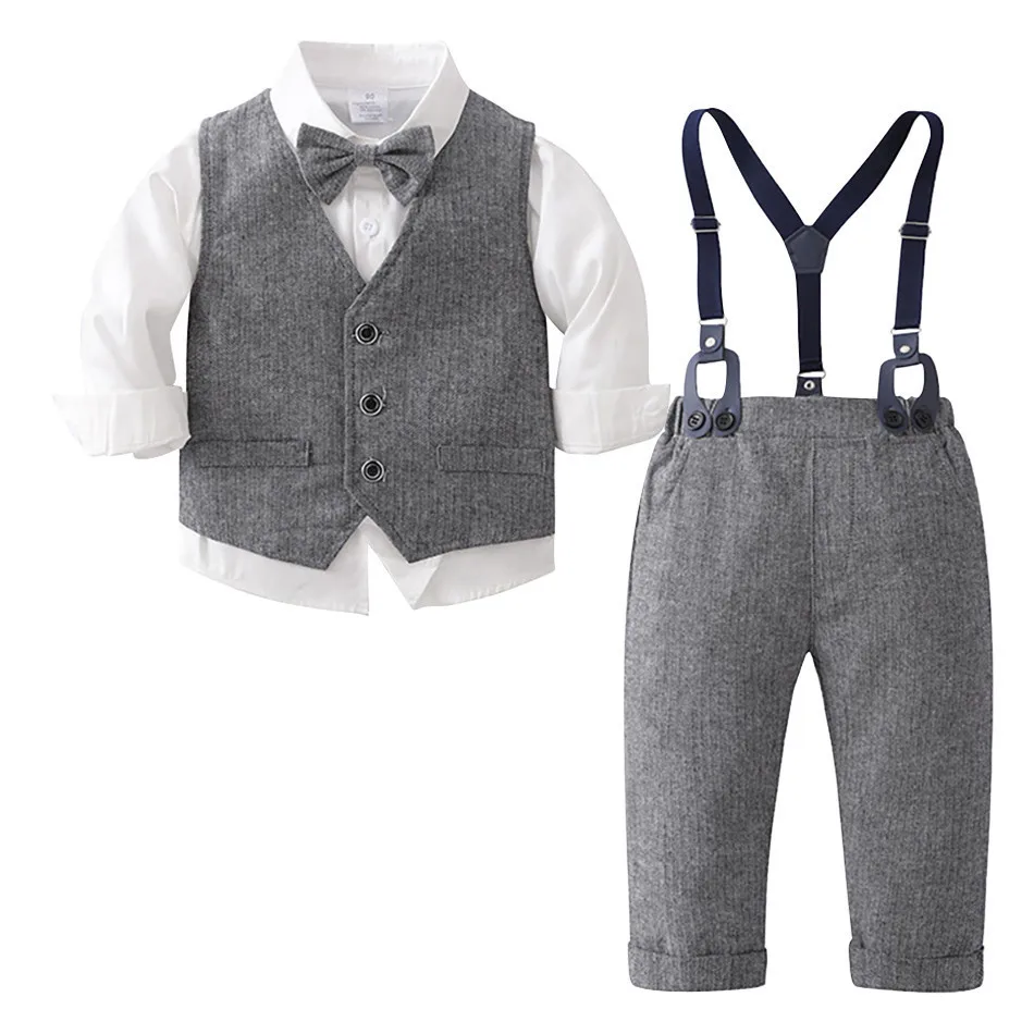 

Children's Performance Suit Children's Spring And Autumn Long Sleeved Gentleman's Western Suit Three Piece Set