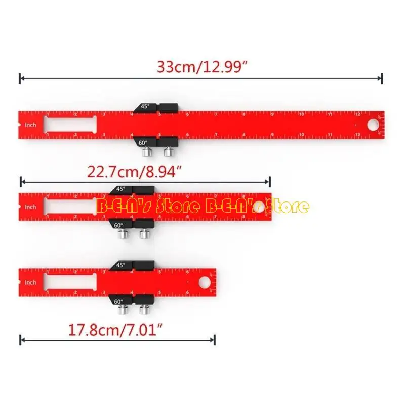 Y1AD T トラック定規 木工定規 精密ポケット定規 金属製計算尺 インチ & メトリック T 型スクライビング定規 直角定規