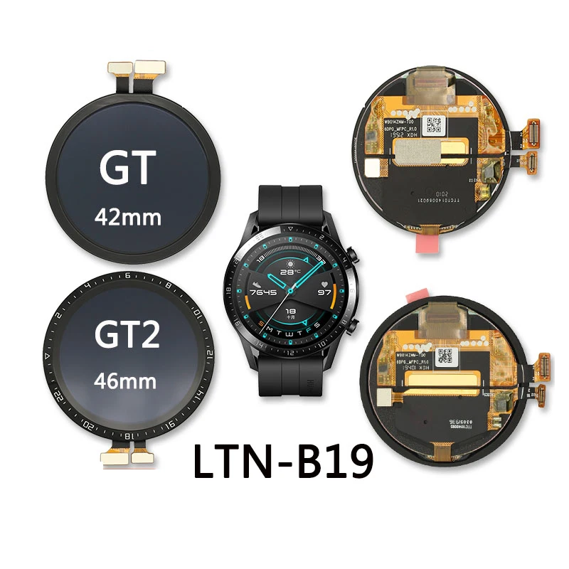 For HUAWEI Watch GT 2 LCD Display with Touch Screen GT2 42mm 46mm LCD For HUAWEI Watch GT2 LTN-B19 LCD Display AMOLED Display