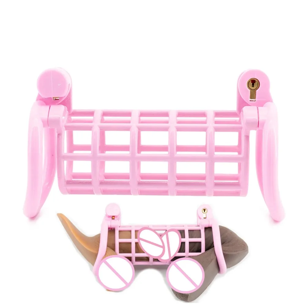 مثلي الجنس برأسين العفة قفص ممارسة الامتناع عن ممارسة الجنس قفص القضيب سيسي مع 8 حجم حلقات القضيب BDSM الغش برهان الجنس لعب للرجال