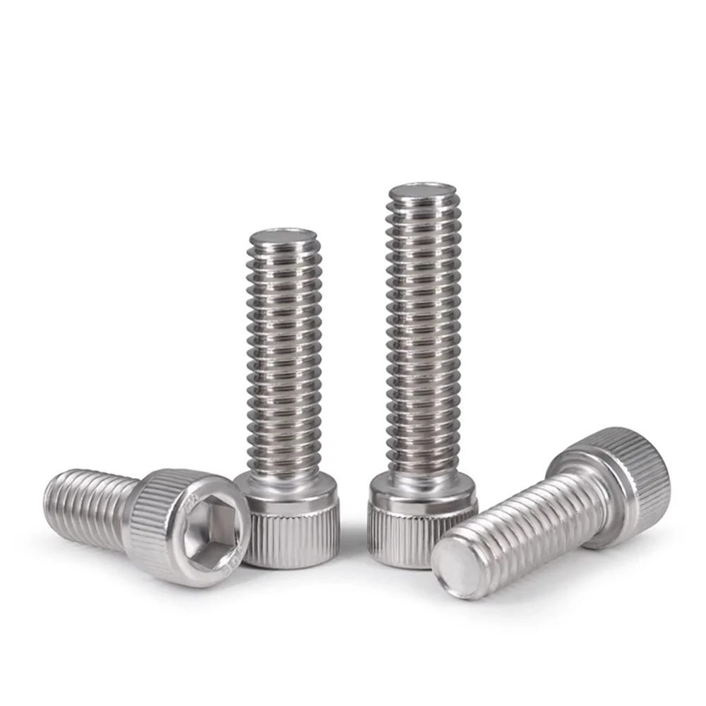 Inch Size Knurled Hex Socket Cap Bolts DIN912 Standard SUS304 Stainless Steel 0#-5# 1/8-40 5/32-32