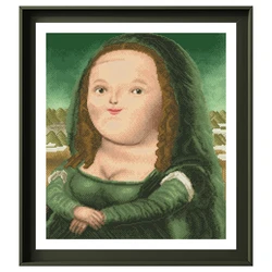 Zabawny zestaw do haftu krzyżykowego Mona Lisa Smile, haft z nici bawełnianej, zestaw robótek ręcznych, wystrój domu, 18CT, 14CT, 11CT