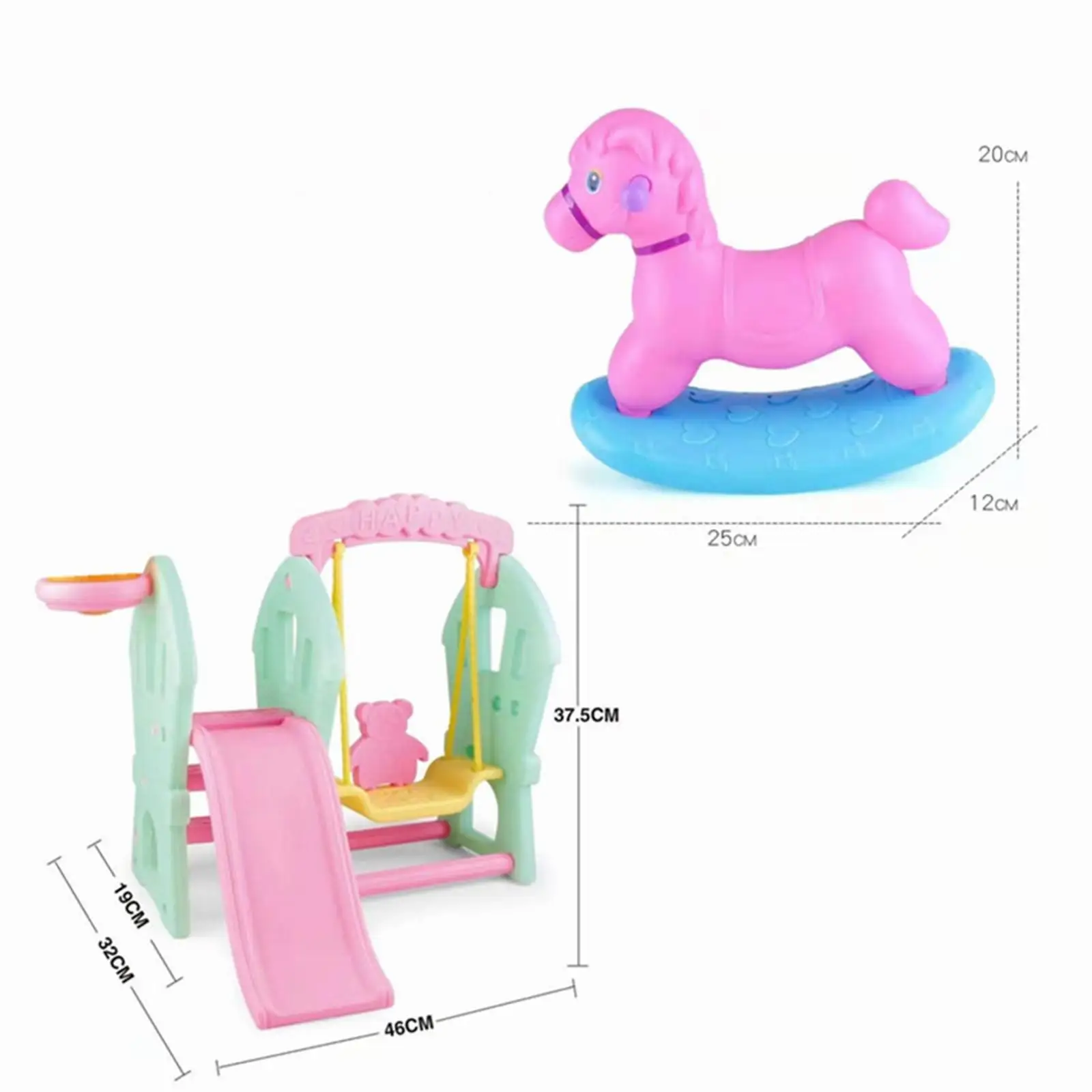 Swing Slide Playset Doll Set Playground Figure Castle Merbear for Party