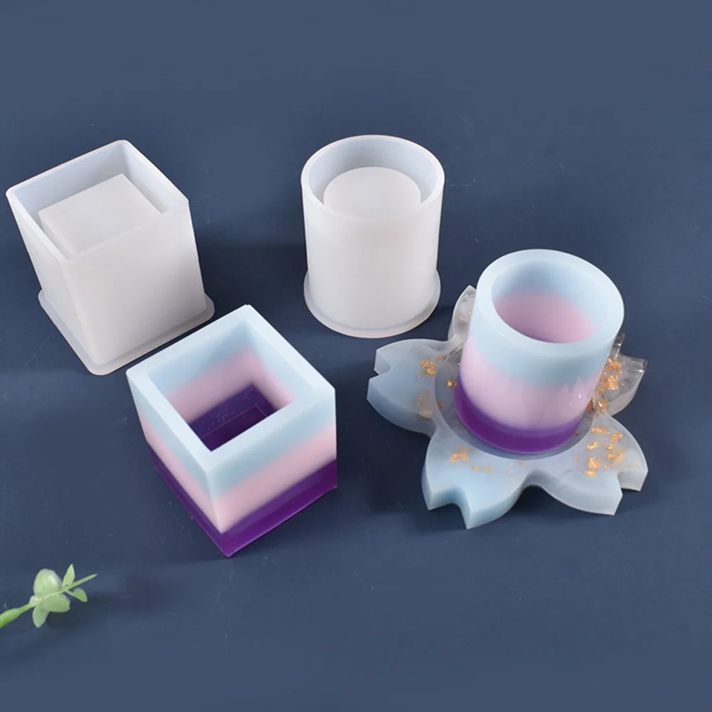 

3Pcs High Level Artistic Sense Pen Holder Molds DIY Crafts Epoxy Moulds Pen Pot Mould Personalized Box Mould Brush Pot Moulds