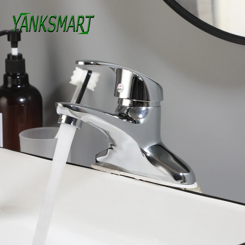 YANKSMART Bathroom Faucet 2 Hold Single Handle Deck Mounted Basin Faucets Sink Mixer Water Tap Hot and Cold Kitchen Torneira