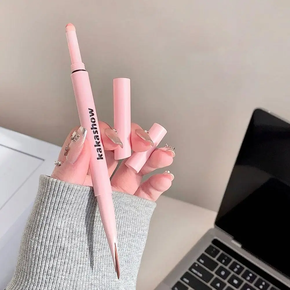 Dwustronny żelowy eyeliner w kredce z gąbeczką do rozmazywania, sztyft do jedwabiu, błyszczący puder, naturalny rozświetlający sztyft do cieni do powiek.