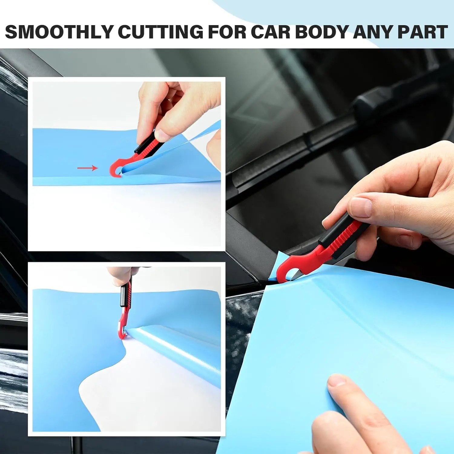 FOSHIO 3pcs Safety Vinyl Wrapping Guard Cutter Knife With 10pcs Scalpel Blades Car Tint Film Paper Precision Cutting Craft Tool