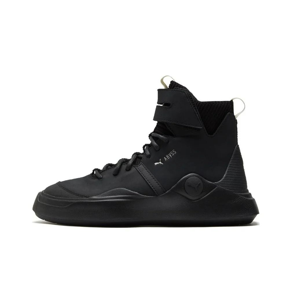 PUMA Abyss Solstice Hook and loop Abrasion Resistant High top Skateboard Shoes Unisex Black 365389-04