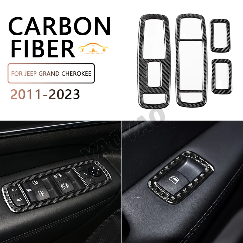 

Carbon Fiber For Jeep Grand Cherokee 2011-up Window Lift Switch Decoration Cover Sticker Decal Trim