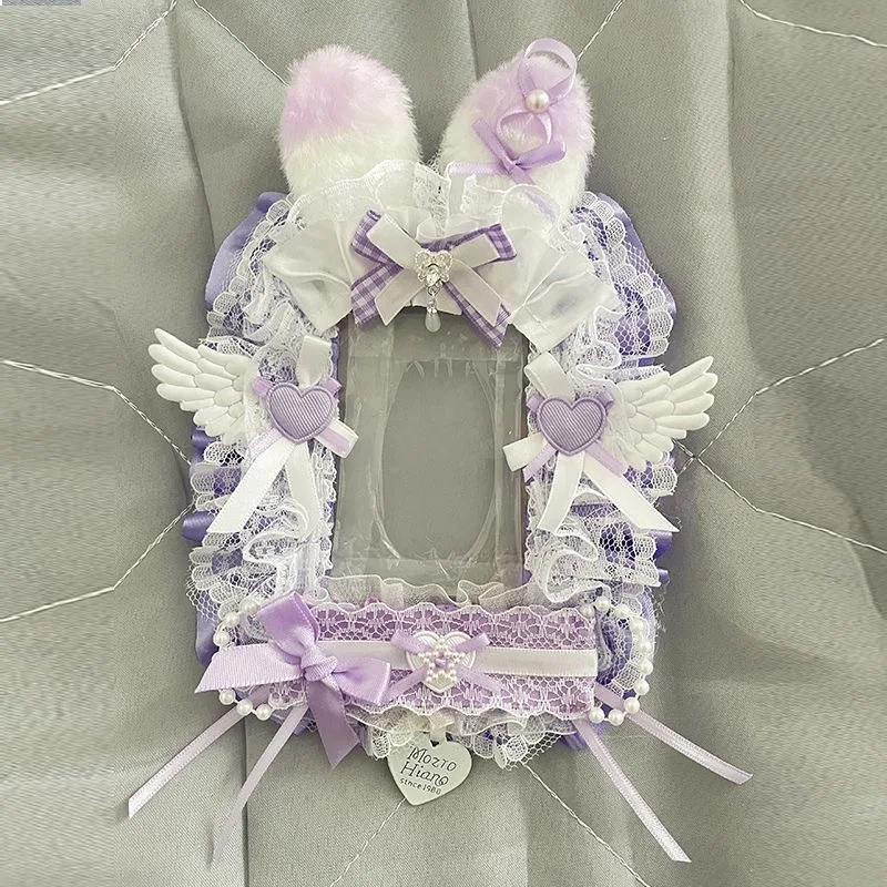 rabbit ear card holder idol photo display ita bag accessories itabag decoration bow wing bag charm cute core lace plush card