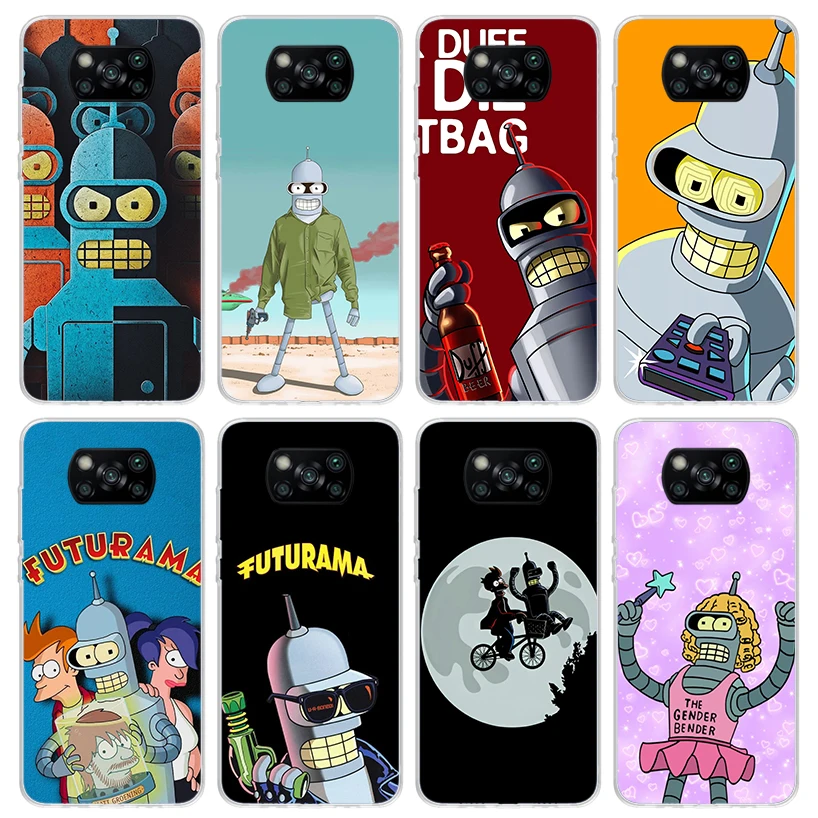 Cartoon F-Futuramas Phone Case For Xiaomi Poco X6 X5 X4 X3 Nfc F6 F5 Pro F4 Gt M5S M4 M3 F3 F2 F1 Silicone Shell Print Fundas Fo