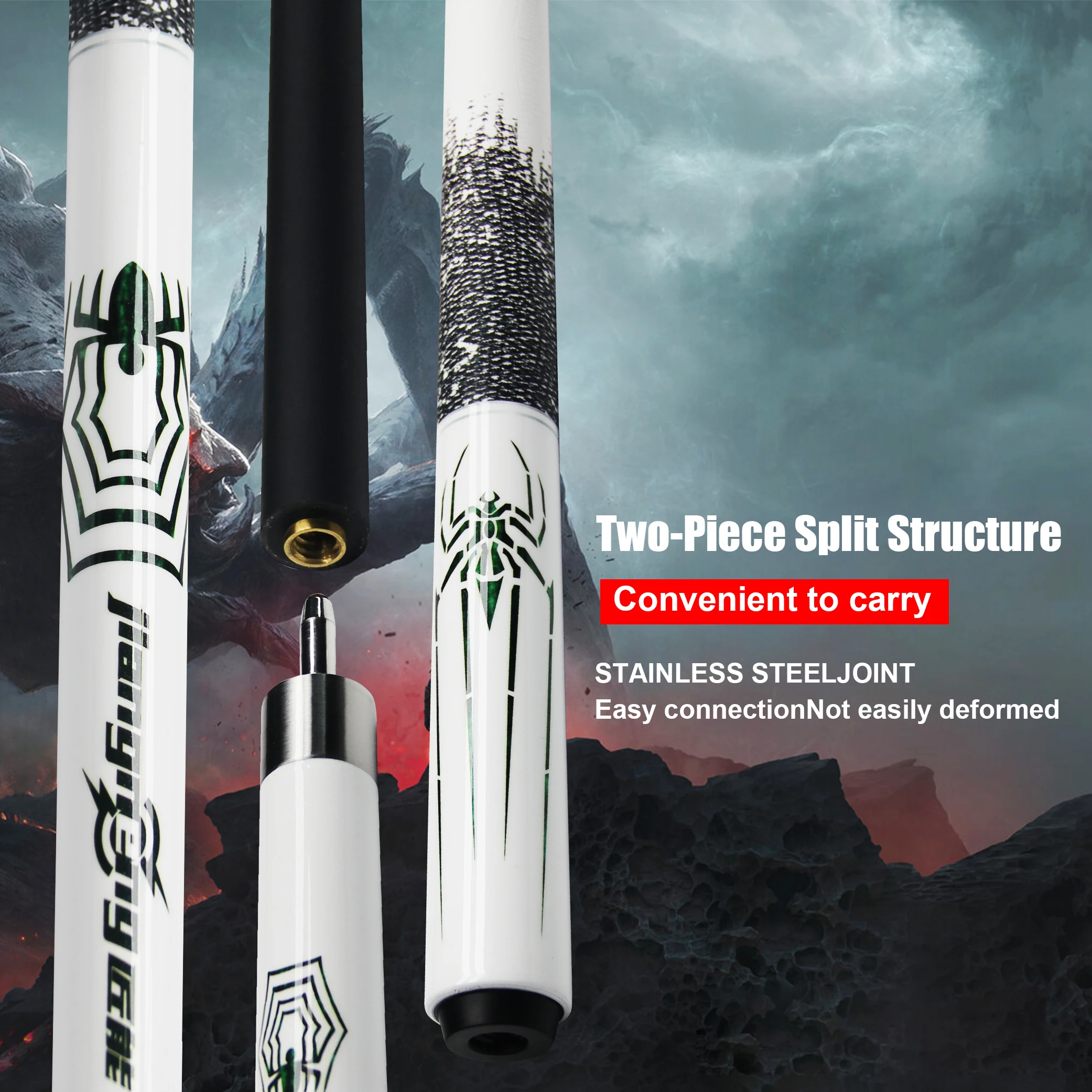 Carbon Professional Grade Billiard Cue With Leather Grip Cool Spider 4 Four-Piece Set Perfect as a Gift or for Keeping Yourself