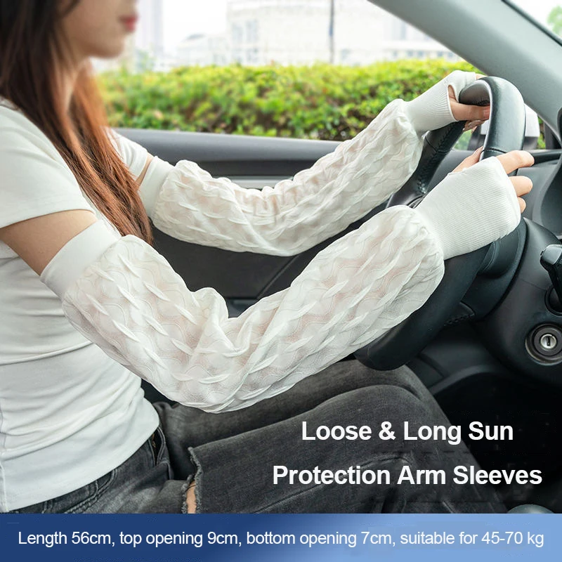 Women Sun Protection Arm Sleeves Ice Silk Fairy Chic Gloves Loose Breathable Quick Dry Cooling Sleeves Driving Cycling Summer