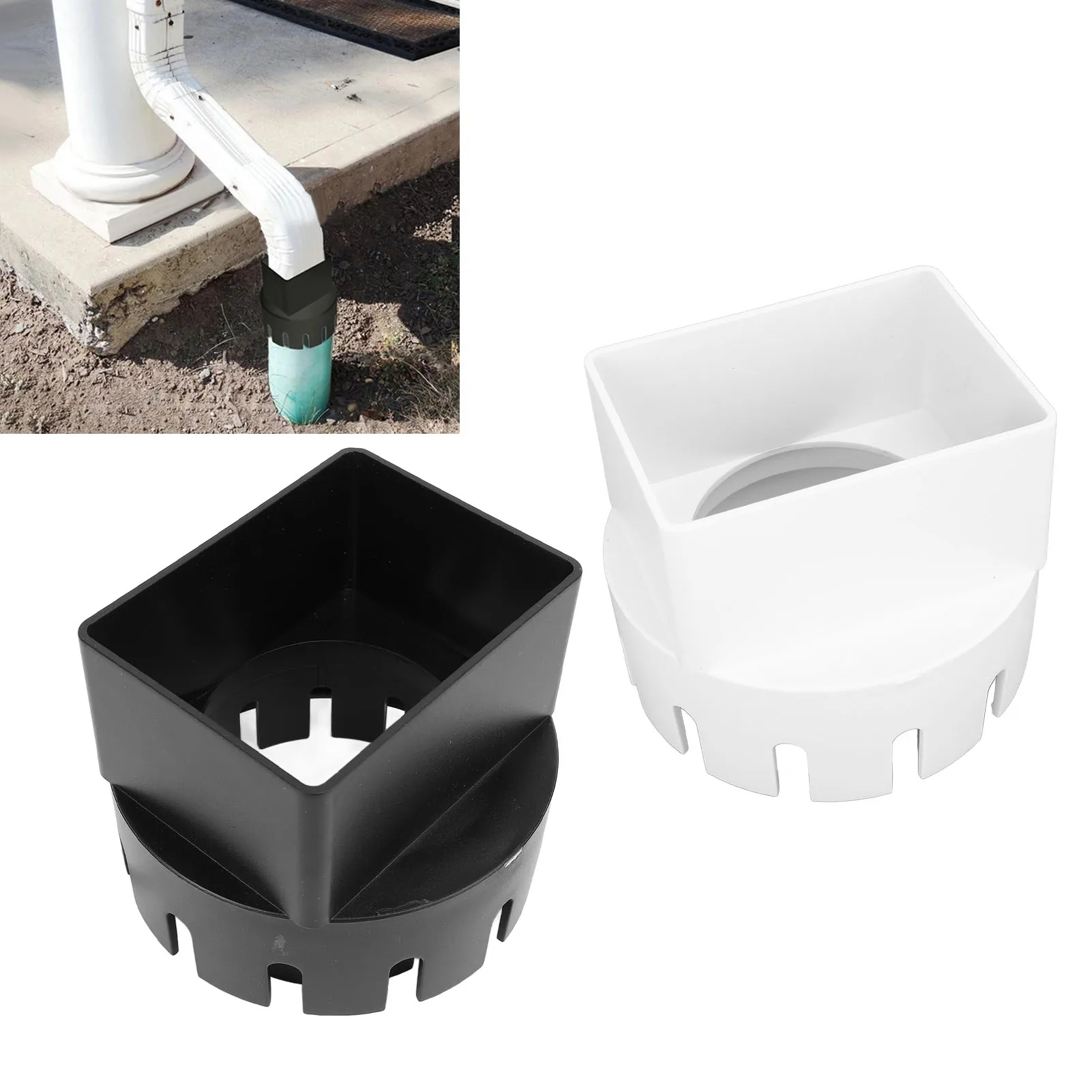 Regenrinnen-Fallrohr-Adapter, 7,6 x 10,2 cm, PVC, quadratische Regenrinnen zum Abflussrohr-Adapter für den Außenbereich