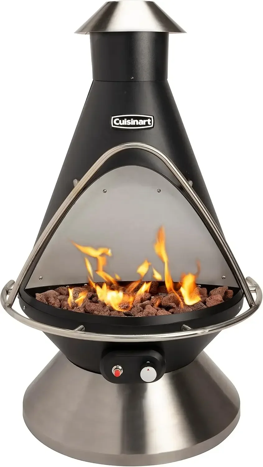 Cuisinart COH-600 Chimenea Propan-Feuerstelle-Terrassenheizer mit Kippschalter, 8 Pfund. Lavasteine enthalten 31" x 31" x 48"