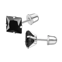 Boucles d'oreilles en acier inoxydable et titane, 4 broches carrées en Zircon, bijoux pour ongles, manchette d'oreille à la mode pour Piercing 3