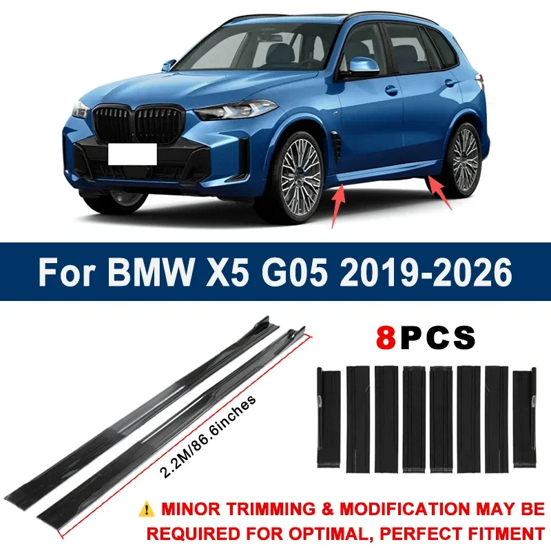 

Aerodynamic 2.2m Sectional Side Skirt Extension Lips Racing Side Spoiler For BMW X5 G05 2019-2026 2020 2021 Sport Upgrade Kit