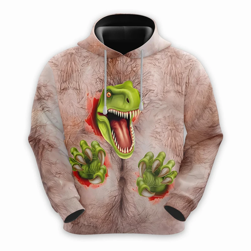 Fashion Dinosaur Pattern Hoodies For Men Autumn Funny Kids 3D Printed Hooded Pullovers Casual Streetwear Oversized Sweatshirts