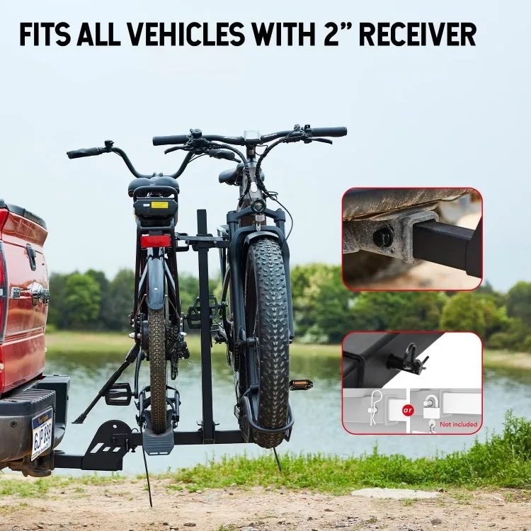 Hitch 2-Bike Rack with Ramp Mate R, 200 lbs Capacity E-Bike Carrier for Cars Trucks SUVs Minivans RV, Trailer Foldable Platform