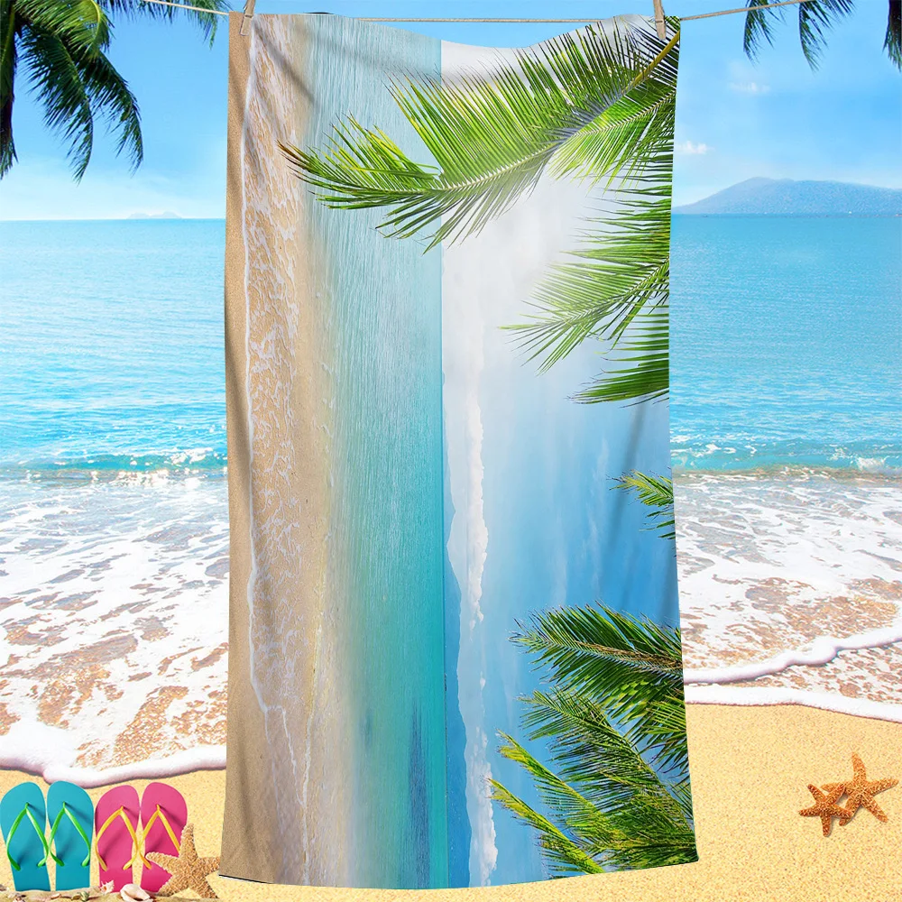 Artistic printed patterns digital-printed polyester Superfine fiber double-sided fleece Beach vacation bath towel, beach towel