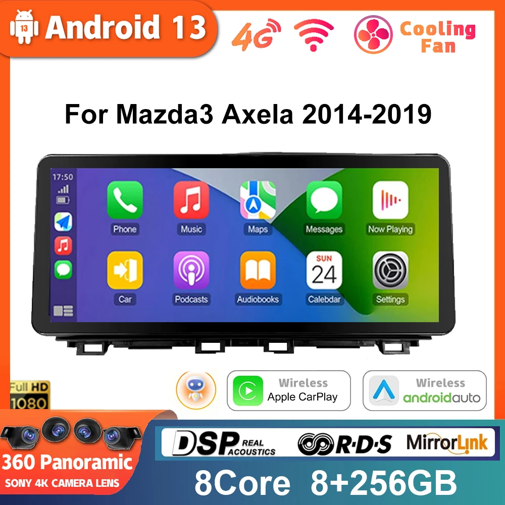 For Mazda 3 Axela 2014 2015 - 2019 12.3 Inch Android 13 Touch Screen Car Carplay Radio Multimedia Stereo Player GPS Navigation