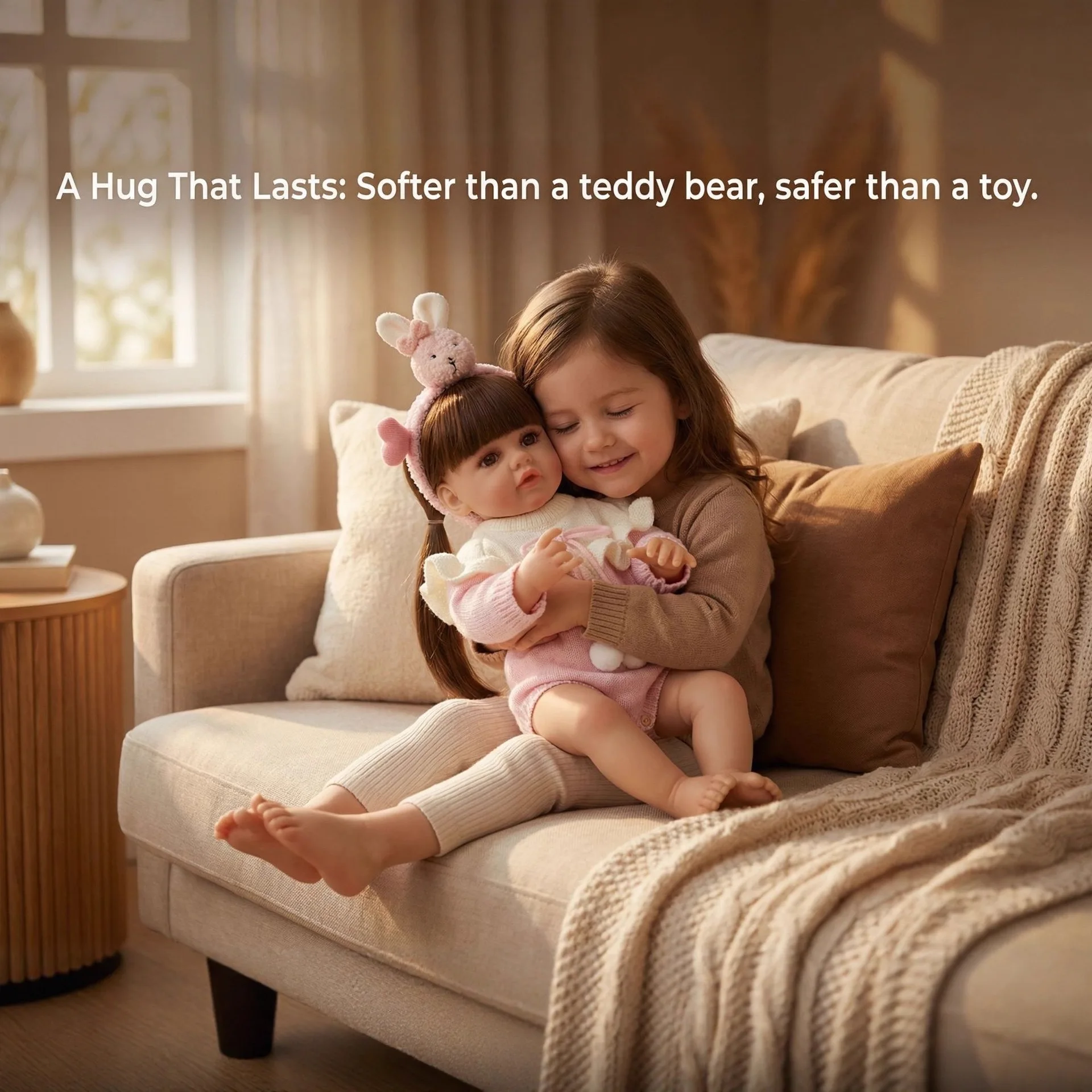 Bambola rinata realistica da 22 pollici con grandi occhi rotondi, in pagliaccetto lavorato a maglia di pizzo, corpo interamente in vinile - Un compagno coccoloso per bambini