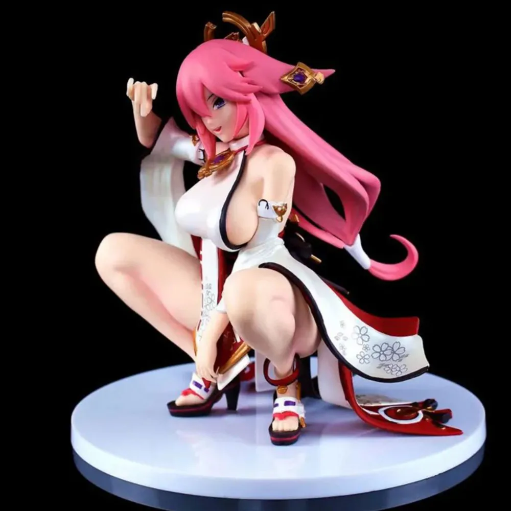 Genshin Impact Yae Miko figura de Anime, Hentai estatuilla de acción, figura de Anime Sexy, decoración de colección de Pvc de 15cm, Juguetes