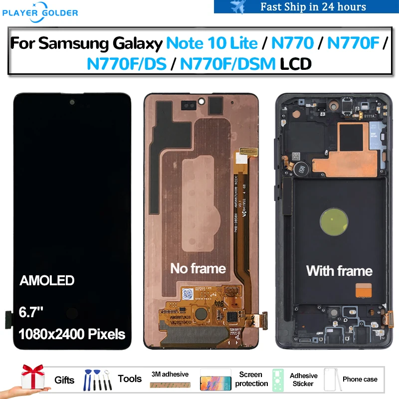 AMOLED For Samsung Galaxy Note 10 Lite Note10 Lite N770 N770F N770F/DS Pantalla lcd Display Touch Panel Screen Digitizer Assembl