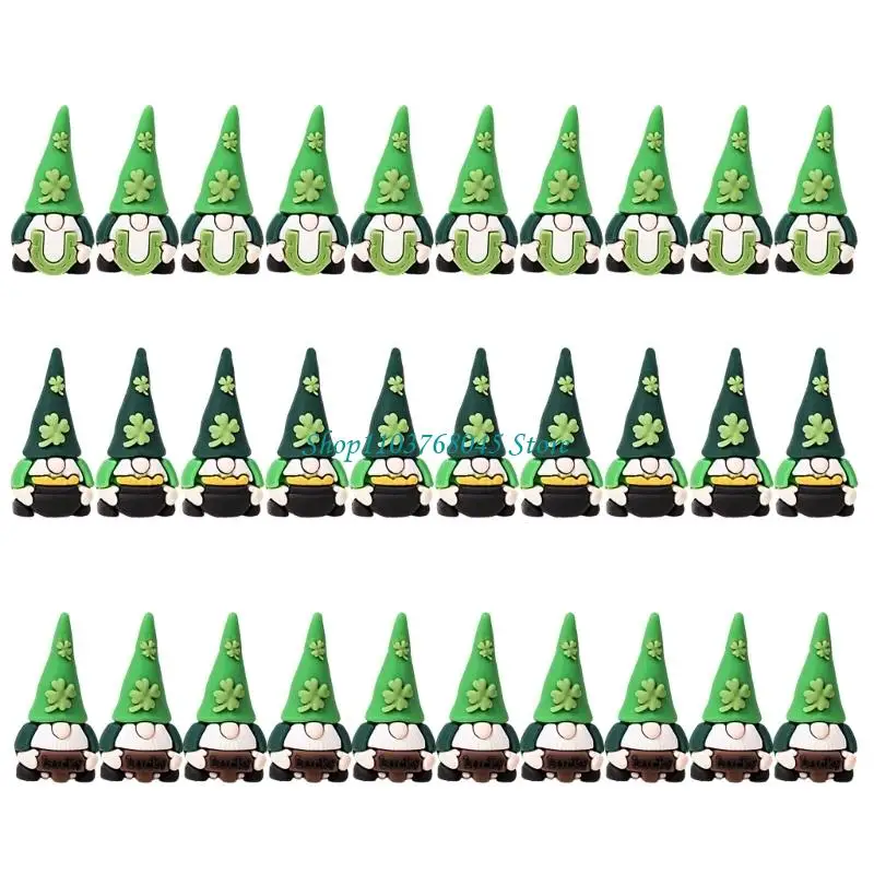 R53F 15/30Pcs Mini Patrick's Day Gnomes Figurines Tiny Leprechaun Figure to Hide