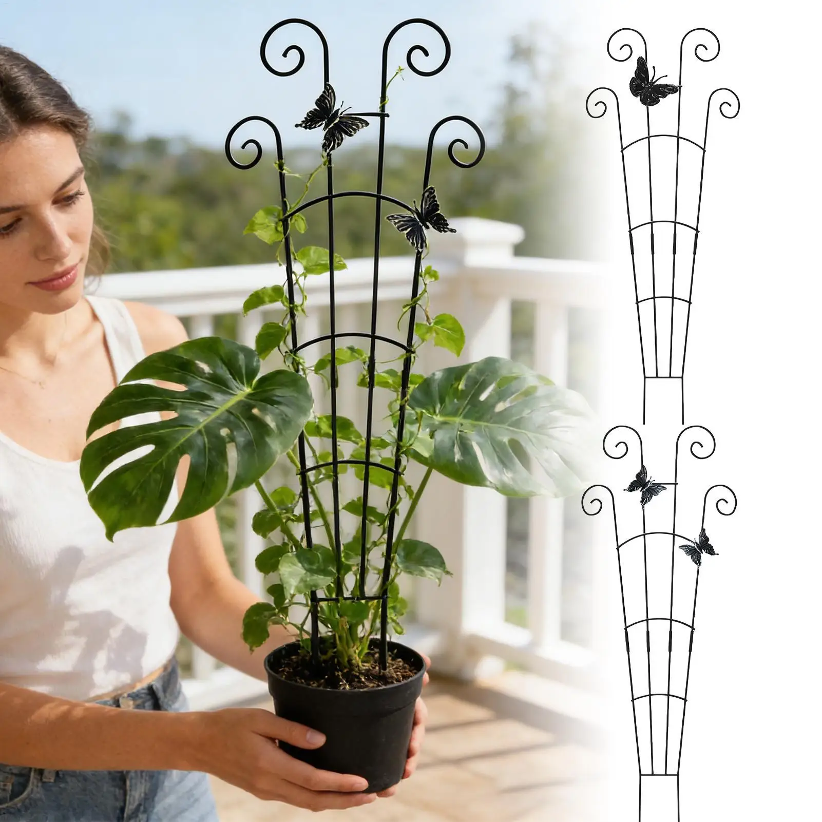 Gaiolas de suporte para jardim, treliça de plantas de escalada, para flores, plantas, quadro de suporte, treliça, escalada, faça você mesmo, suporte para vasos de flores