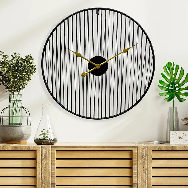 Living Room Bedroom Study Decoration American Style Sminimalist Circular Art Restaurant Metal Silent Wall Clock Modern Design