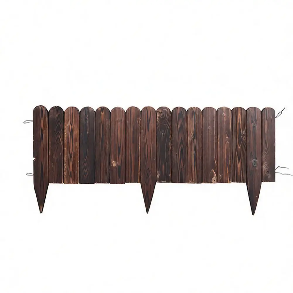 Natural Wood Garden Fencing Outdoor Decorative Barrier Carbonized Partition Lawn Edging For Backyard Vegetable Patch Layout