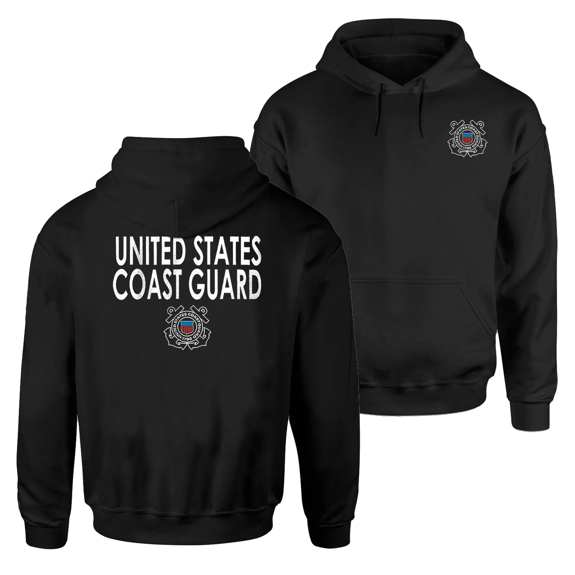 US Coast Guard Pullover Hoodie Comfortable Cotton Casual Mens Sweatshirt Military Streetwear