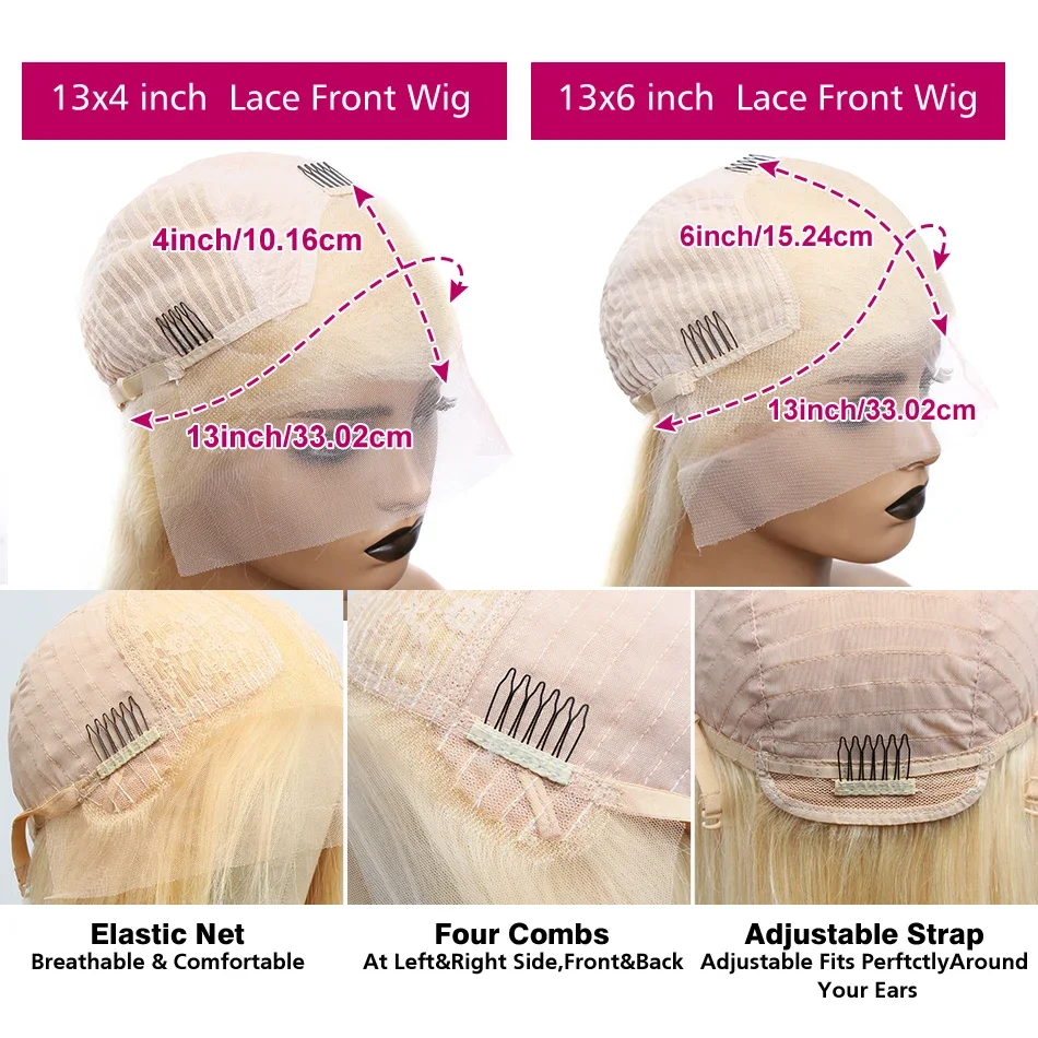 250% gerade 13x6 hd transparente Spitze vorne Echthaar Perücke Farbe vor gezupft 13x4 honig blonde Spitze Frontal Perücken für Frauen