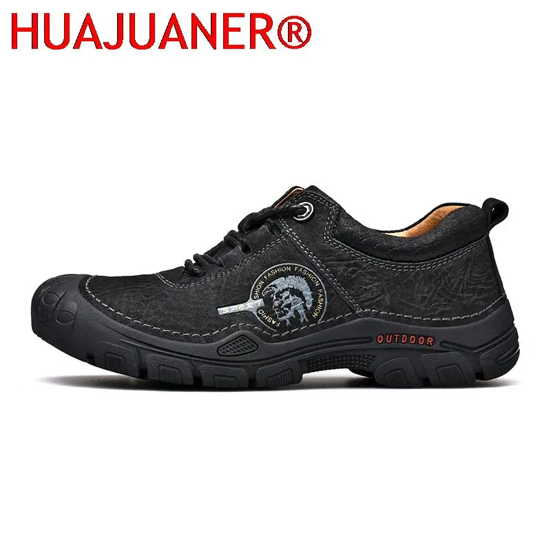

New Men's Shoes Genuine Leather Sneakers Men Casual Footwear For Man Vintage Handmade Lace-Up Hiking Luxury Shoes Wear Resisting