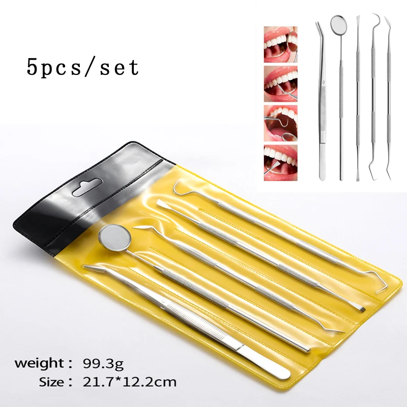 4/5Pcsdental Mouth Mirror Stainless Steel Tweezers Probe Dentist Instrument Teeth Cleaning Whitening Dentistry Lab Tools