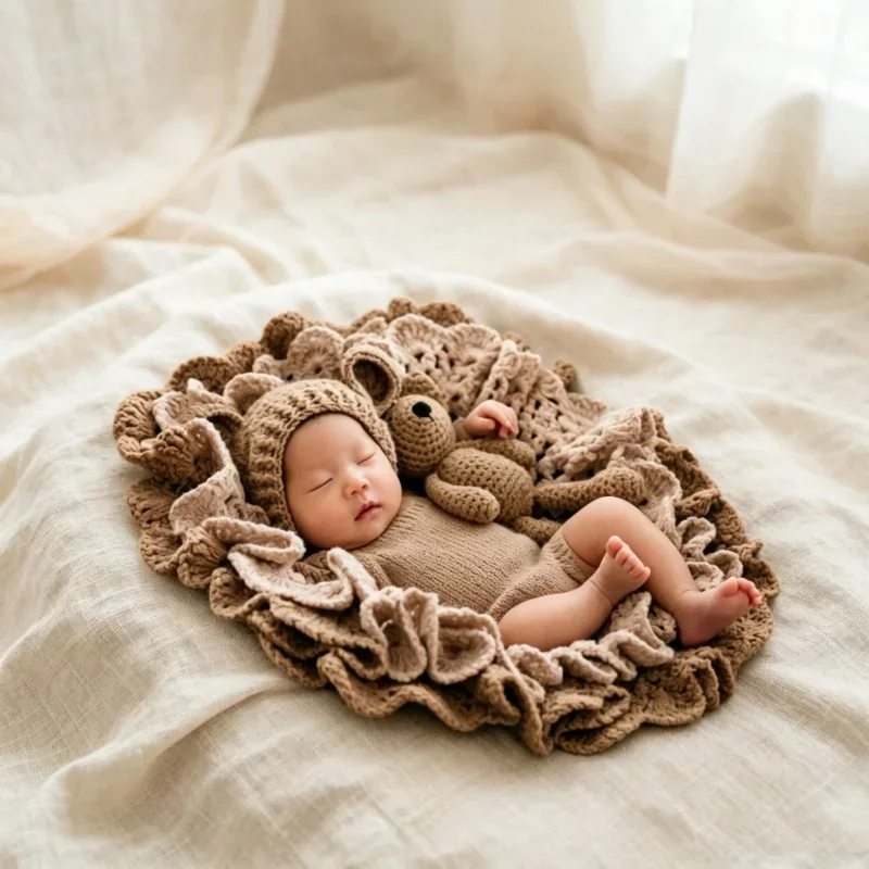 Newborn Full Moon Hundred Days Studio Accessory Themed Auxiliary Blanket Infant Posing Cloth For Baby Portrait Shooting Session