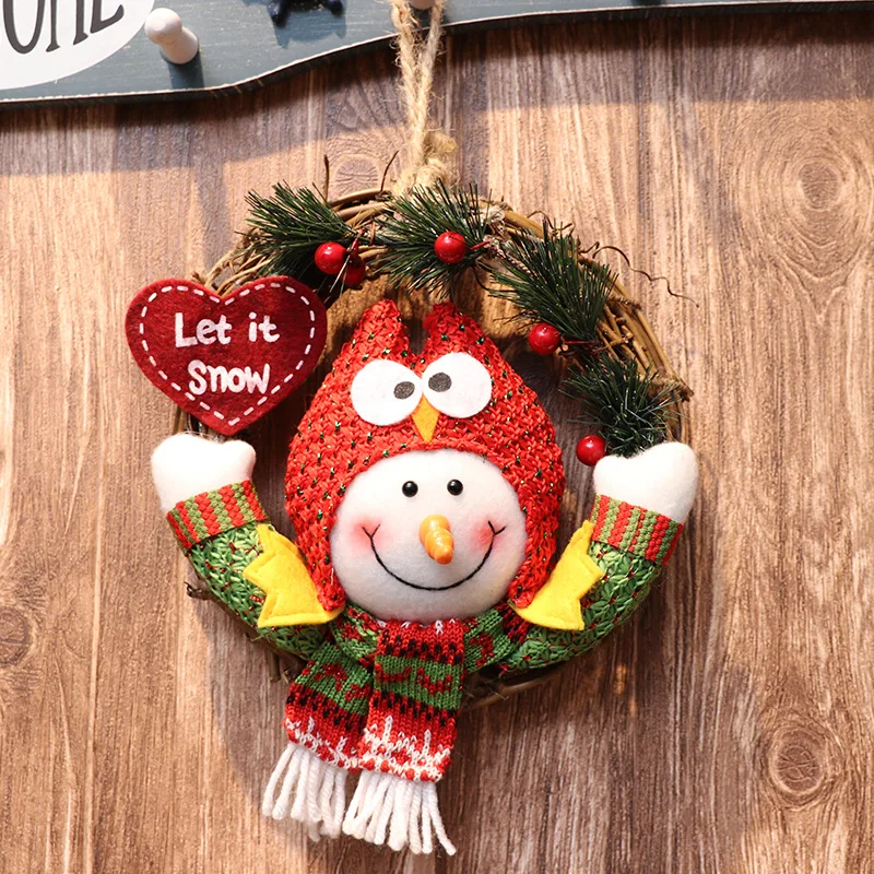 Elk Snowman Rattan Circle Christmas Flower Wreath Shopping Mall Window Christmas Tree Christmas Decorations Children's Doll