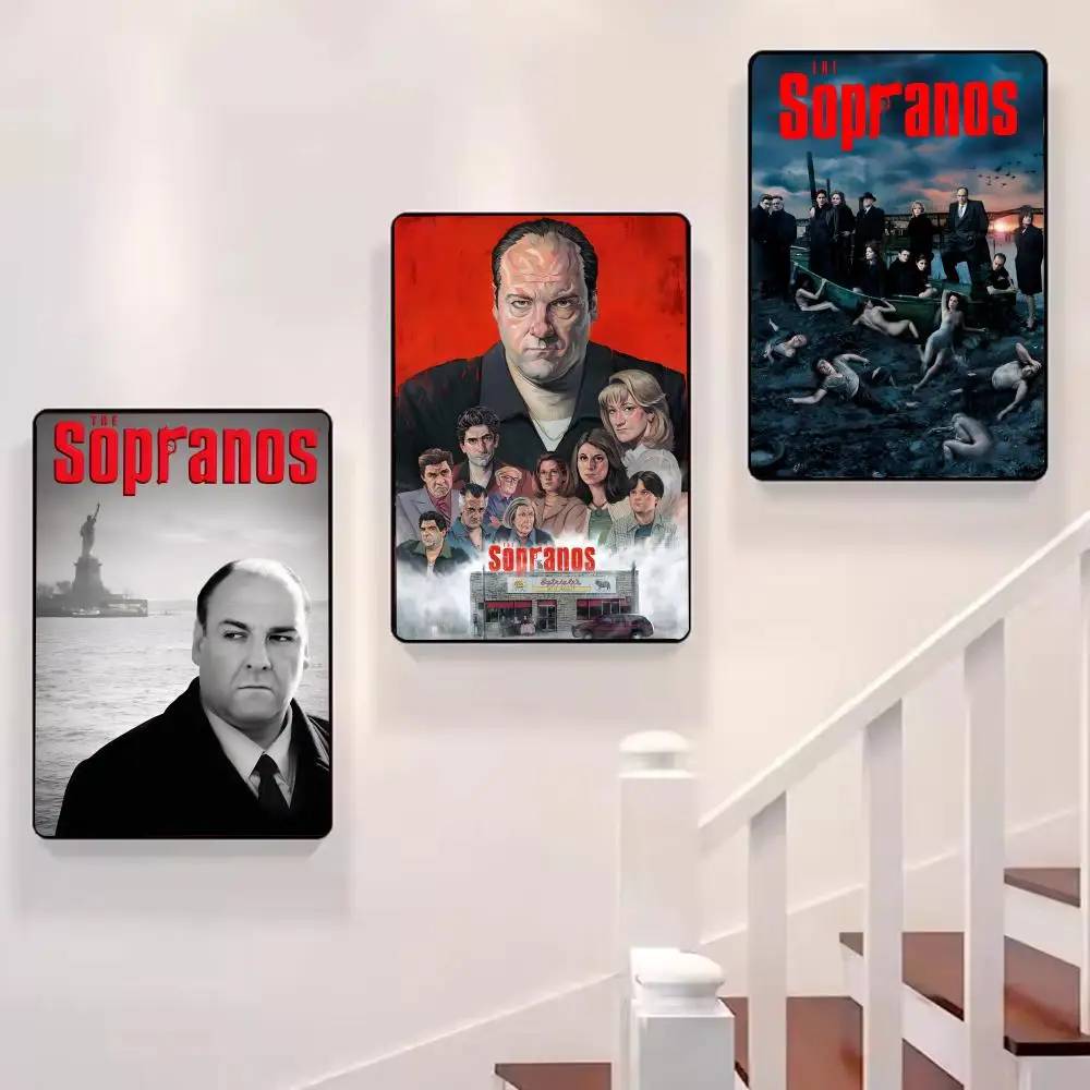 ملصق قماشي للخط الأبيض للعائلة من المسلسلات التلفزيونية الكلاسيكية من Sopranos: تجعد مجاني مقاوم للماء لجميع الفضاء لتزيين الحائط