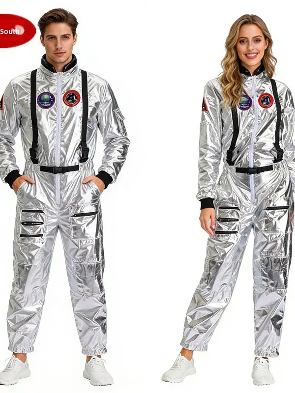 

loween Astronaut Couples Costume Space Suit Earth Drifter Adult Onesie Stage Performance Outfit Polyester Fiber 00%