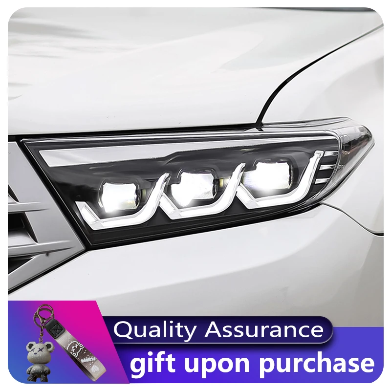 

Стайлинг автомобиля для Toyota Highlander 2012-2014, передняя лампа DRL, фара с динамическим подсветкой, светодиодный объектив проектора, автоаксессуары