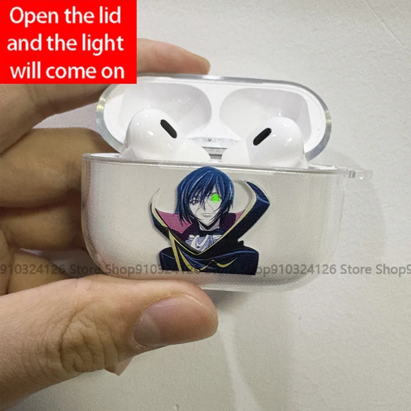 

Anime Luxury Comic Code G-Geass Case Soft silicone TPU Case For AirPods 4 Pro 1 2 3 Clear Transparent Bluetooth Earphone Case