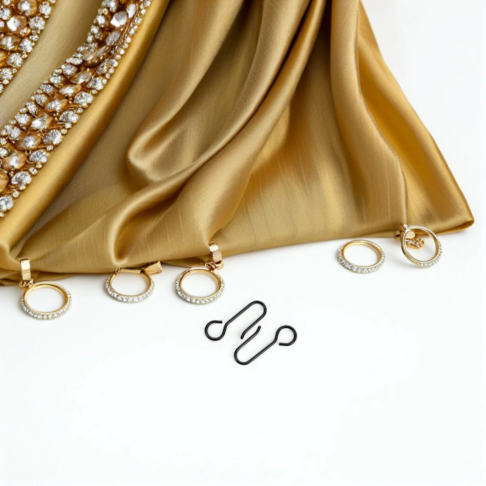 

60pcs S-Shaped Metal Curtain Track Hooks Sturdy Iron Drapery Clips Smooth Sliding For Ceiling Mounted Large Windows Durable Hook