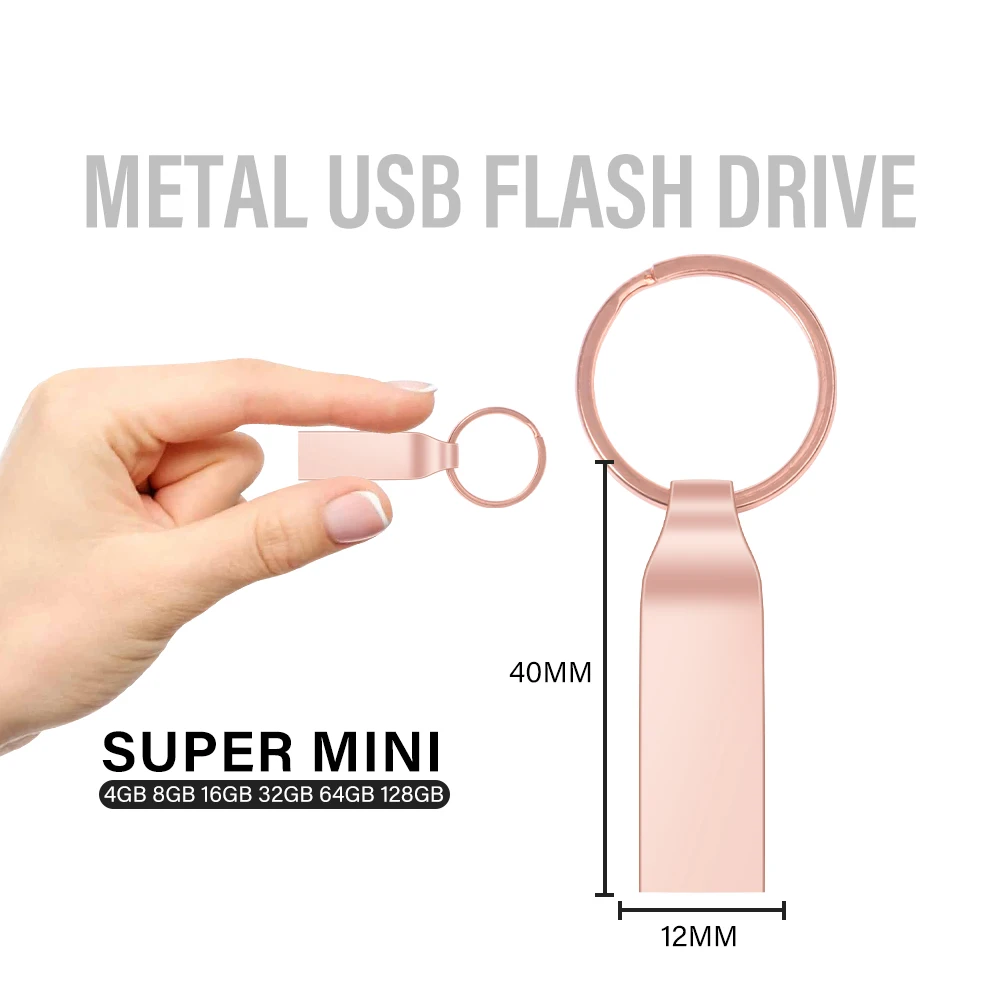 Mini Metal USB Flash Drive 128GB Free Key Ring Memory Stick 64GB Business Gift Pen Drive 32GB Black Pendrive Cle USB Stick Disk