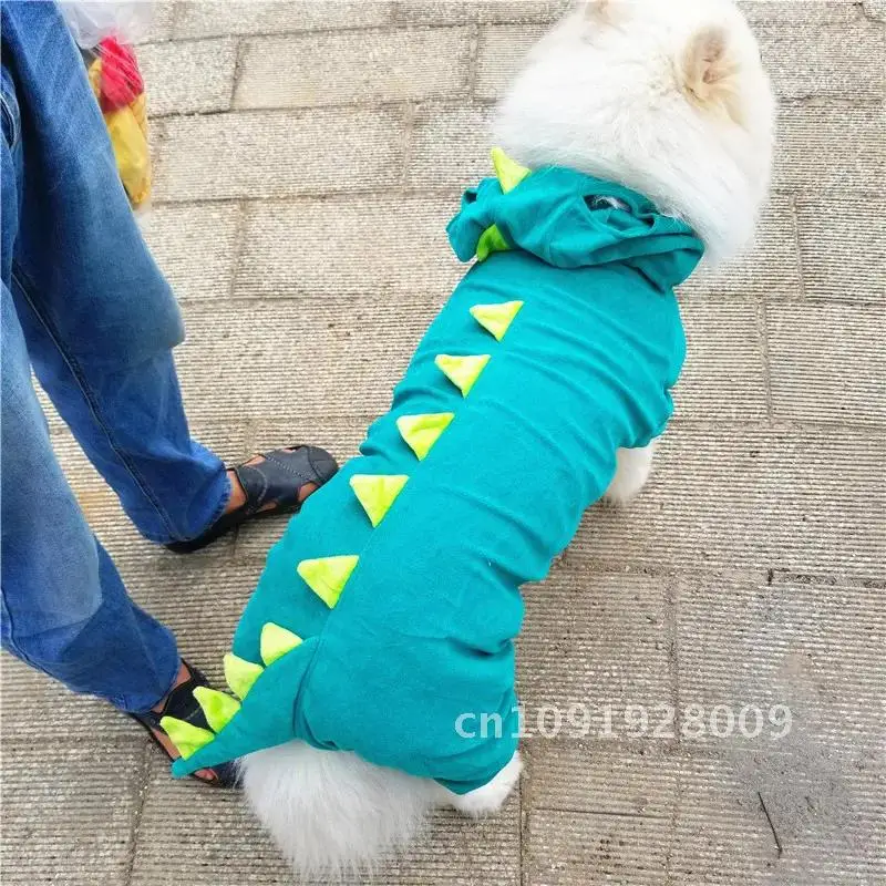 

New Cosplay Solid Cute Pet Dog Cat Green Dinosaur Dragon Cloth Outfit Clothes Puppy Clothes Creative Costume Fancy