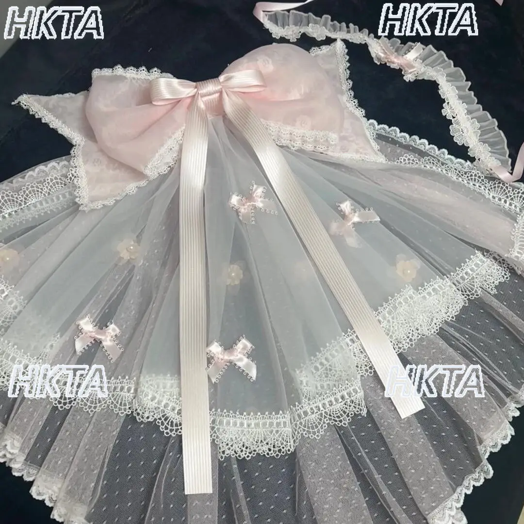 Diademas elegantes y bonitas de Lolita, pinzas para el pelo, accesorios de Cosplay para mujer, lazo con borde de hongo de encaje dulce, tocado de princesa para cumpleaños para niñas
