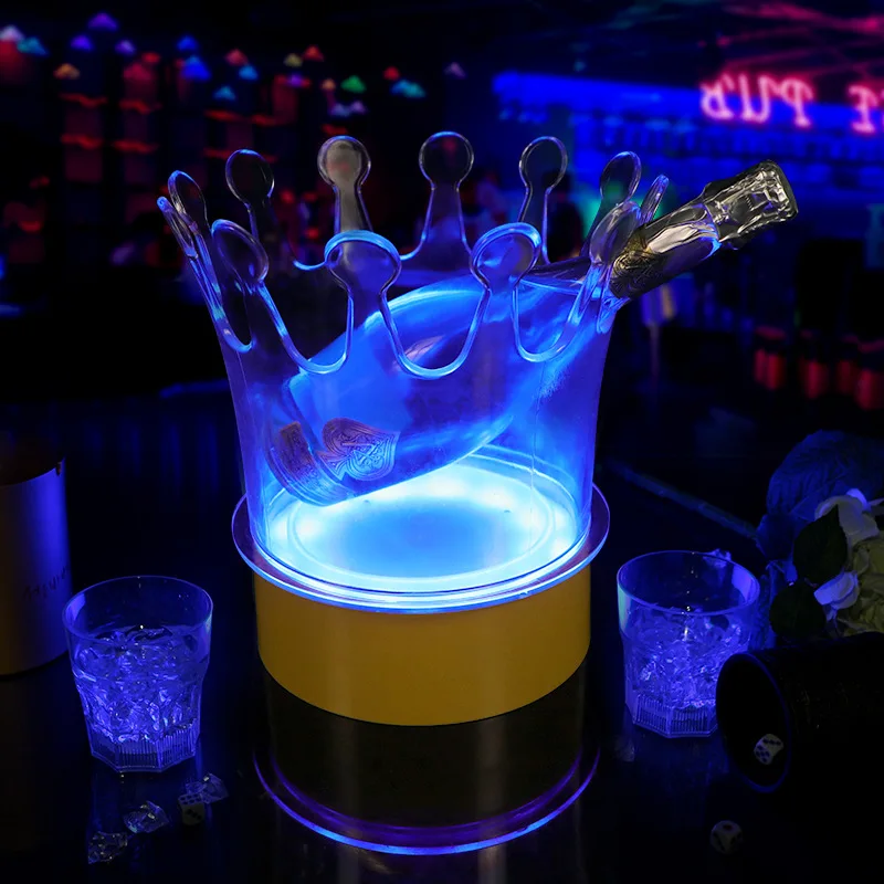 

Luminous Ice Bucket KTV Champagne Bar LED Creative Crown Wine Foreign Wine Cocktail Ice Colorful Red Wine