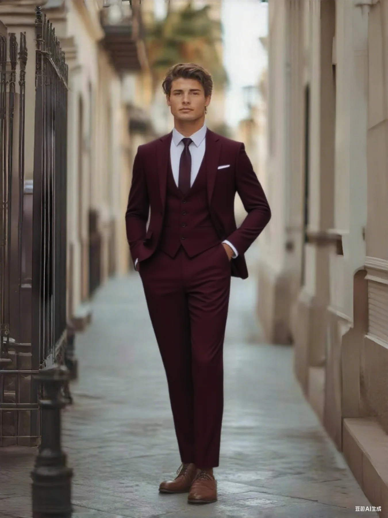 

【Men's Suit】Men's 3pcs Formal Suit Set - Jacket Pants Vest for Wedding Business Work & Party Uniform