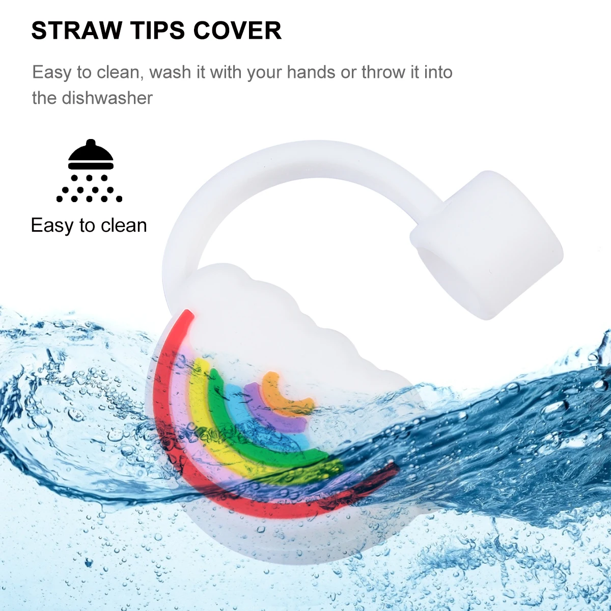 

1pc Silicone Straw Protector Caps Rainbow 6-8Mm Dust-Proof Leak-Proof Airtight For Outdoor Straw Cover Kitchen Bar Accessories