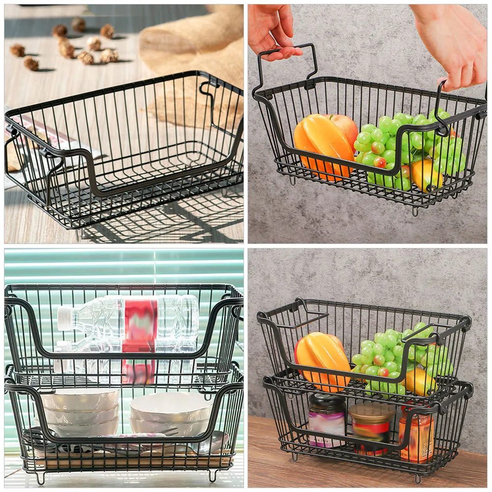 

Fruit and Vegetable Storage Basket Bathroom Snack Wire Sturdy Baskets Iron Organizers